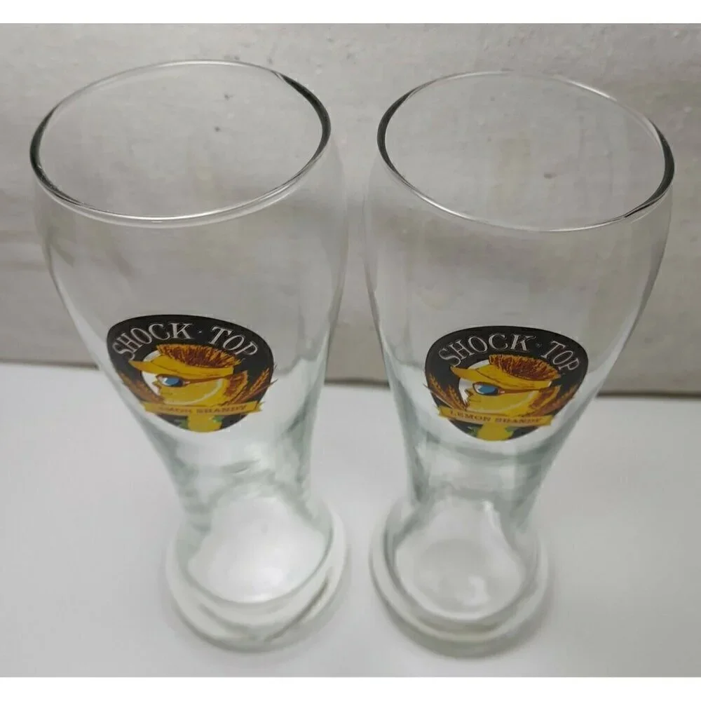 Vintage Shock Top Lemon Shandy Wheat Lemon Man Crystal Beer Glass 16 oz Pilsner